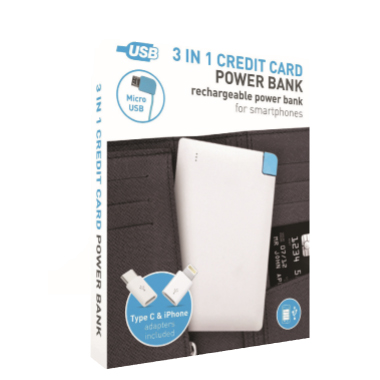3 in 1 Credit Card Power Bank