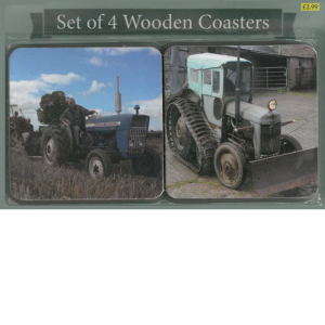 Set of 4 Wooden Tractor Coasters